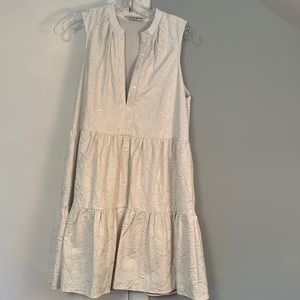 Women’s white sleeveless split neck shirt dress